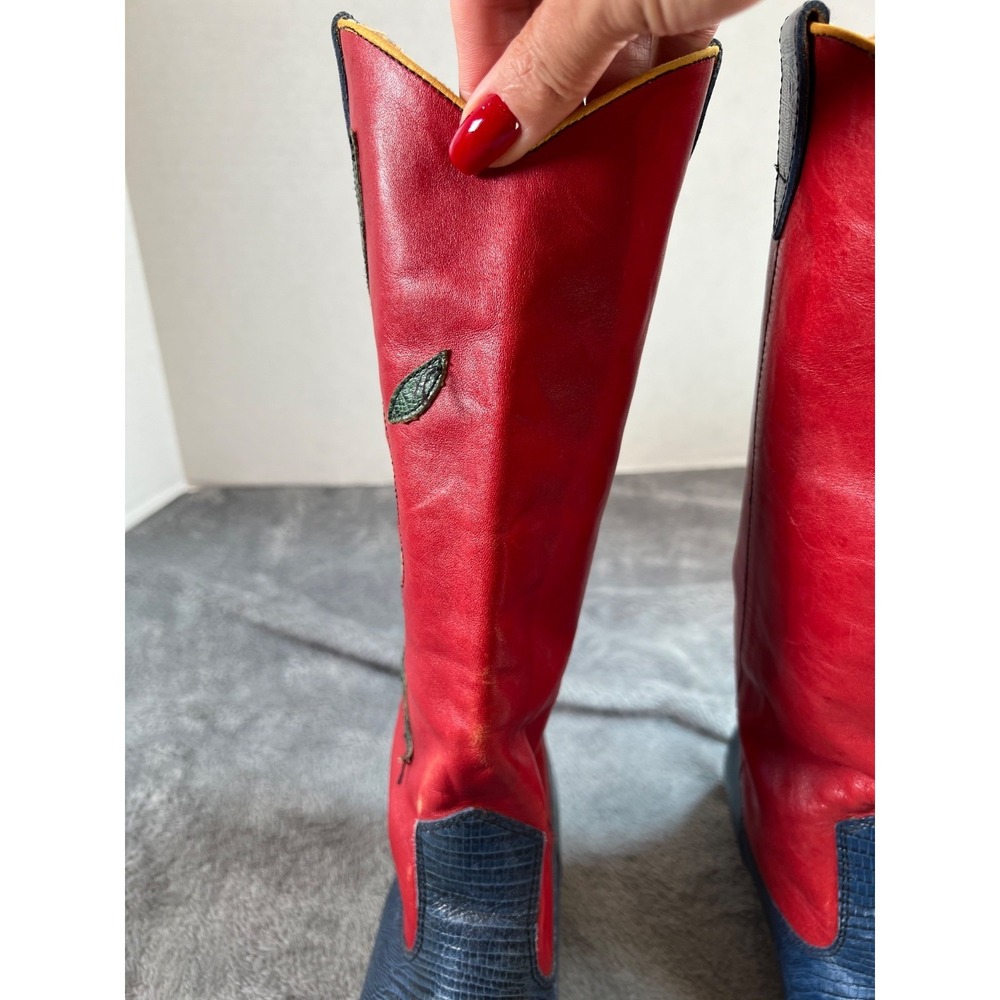 Nine West Vintage Cowgirl Boots Womens 10 Yellow Rose Y2K Made in Brazil - Picture 4 of 15